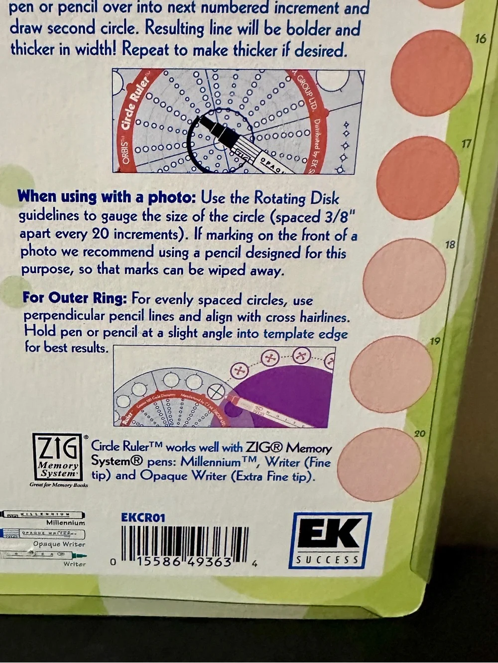EK Success ORBIS CIRCLE RULER Creates over 120 Different Circles NOS